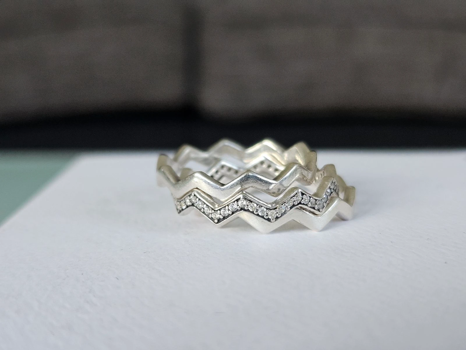 Conjunto de 3 anéis Pandora tamanho 58 zigzag – photo 4